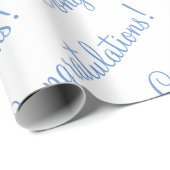 Gefeliciteerd Blue Script Wedding Baby shower Cadeaupapier (Rol Hoek)