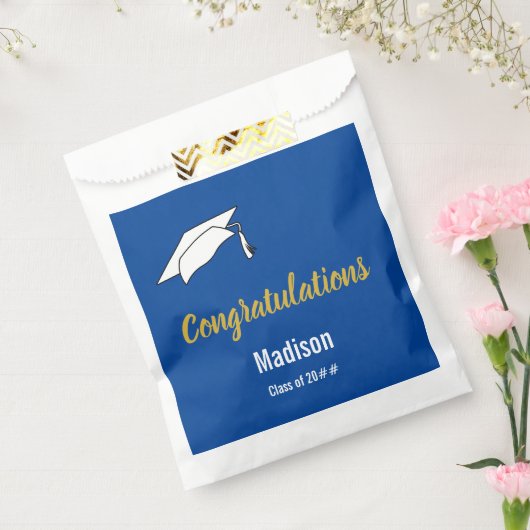 Gefeliciteerd Blue White en Gold Afstuderen Bedankzakje (Gezegeld)