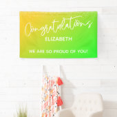 Gefeliciteerd Bright Yellow & Green Ombre Spandoek (Insitu)