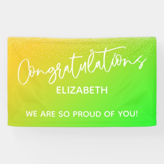 Gefeliciteerd Bright Yellow & Green Ombre Spandoek (Horizontaal)