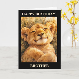 Gefeliciteerd broer Slaperige Leeuw Kaart