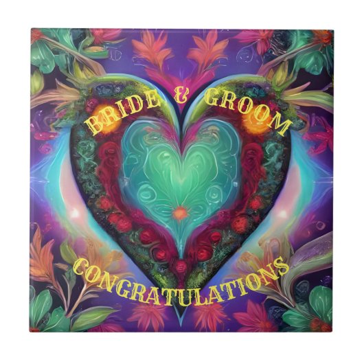 GEFELICITEERD BRUID EN BRUIDEGOM TEGELTJE (Voorkant)