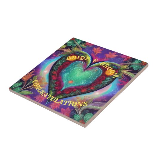 GEFELICITEERD BRUID EN BRUIDEGOM TEGELTJE (Zijkant)