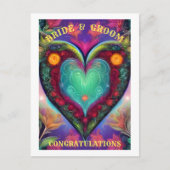 GEFELICITEERD BRUID EN BRUIGOM   BRIEFKAART (Voorkant)