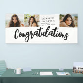 Gefeliciteerd Brush Script 3 Foto Afstuderen Spandoek (Beurs)