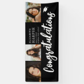 Gefeliciteerd Brush Script 3 Foto Afstuderen Spandoek (Verticaal)