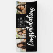 Gefeliciteerd Brush Script 3 Foto Afstuderen Spandoek (Verticaal)