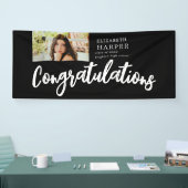 Gefeliciteerd Brush Script Foto Afstuderen Spandoek (Beurs)