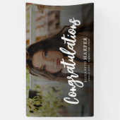 Gefeliciteerd Brush Script Foto Afstuderen Spandoek (Verticaal)