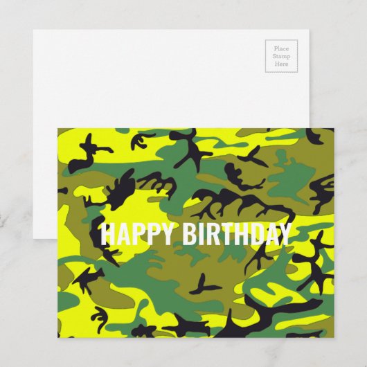 Gefeliciteerd Camouflage Geel Groen Abstract Briefkaart (Voorkant / Achterkant)