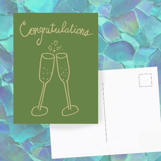Gefeliciteerd Champagne Cheers Schets Doodle Briefkaart