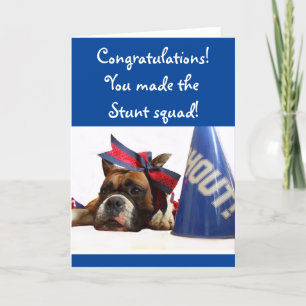 Gefeliciteerd Cheerleader Stunt boxer card Kaart