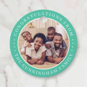 Gefeliciteerd Classic Simple Family Foto Bedankjes Labels
