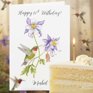 Gefeliciteerd Columbine met Hummingbird, 61 jaar! Kaart