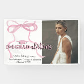 Gefeliciteerd Coquette Bow Photo Afstuderen Spandoek (Horizontaal)