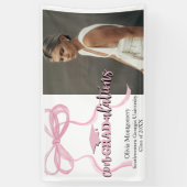Gefeliciteerd Coquette Bow Photo Afstuderen Spandoek (Verticaal)