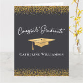 Gefeliciteerd Custom Elegant Gold Afstuderen Kaart (Gele Bloem)