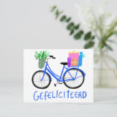 GEFELICITEERD Cute Blue Bicycle Aangepaste verjaar Briefkaart (Staand voorkant)