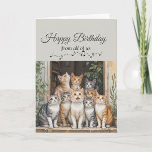 Gefeliciteerd Cute Groep Katten Die Zingen Kaart