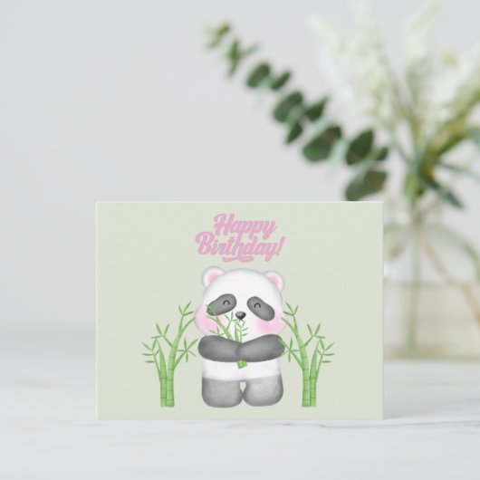 Gefeliciteerd Cute Panda Beer en Bamboe Briefkaart (Staand voorkant)