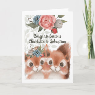 Gefeliciteerd Cute Squirrel Couple Kaart