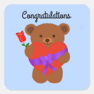 Gefeliciteerd Cute Teddy Bear #1 Stickers
