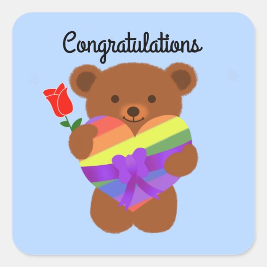 Gefeliciteerd Cute Teddy Bear #2 Stickers (Voorkant)