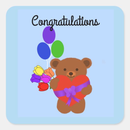 Gefeliciteerd Cute Teddy Bear #4 Stickers (Voorkant)