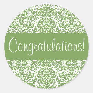 Gefeliciteerd Damask Envelope Seal Ronde Sticker