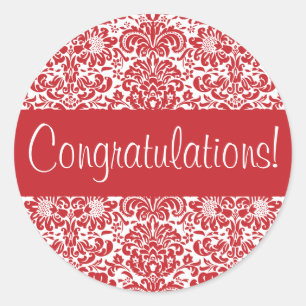 Gefeliciteerd Damask Envelope Seal Ronde Sticker