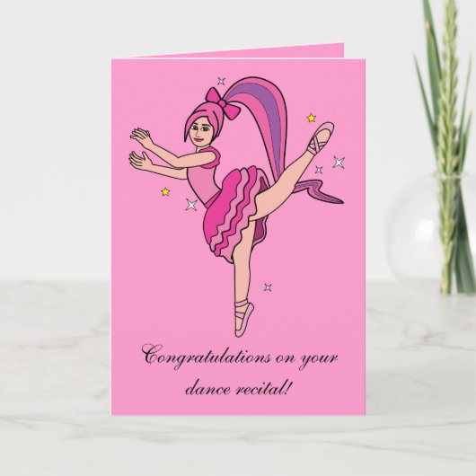 Gefeliciteerd Dans Overweging Ballerina met Boog Kaart (Voorkant)