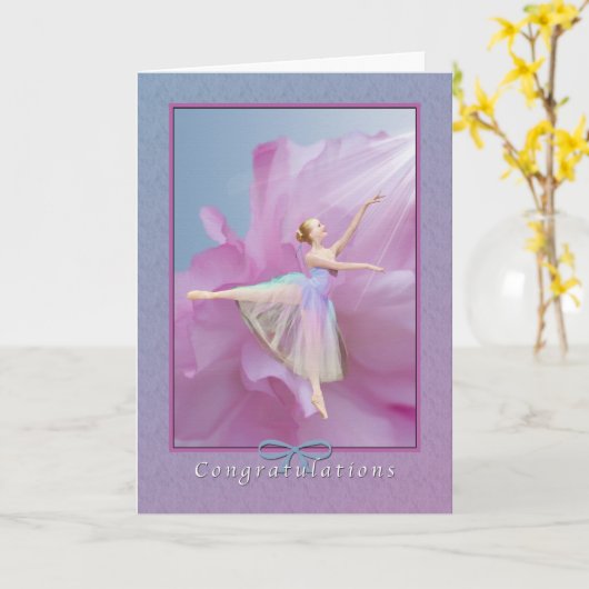 Gefeliciteerd, dansoverweging, ballerina kaart (Gele Bloem)