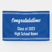 Gefeliciteerd Deep Blue en White High School Spandoek (Horizontaal)