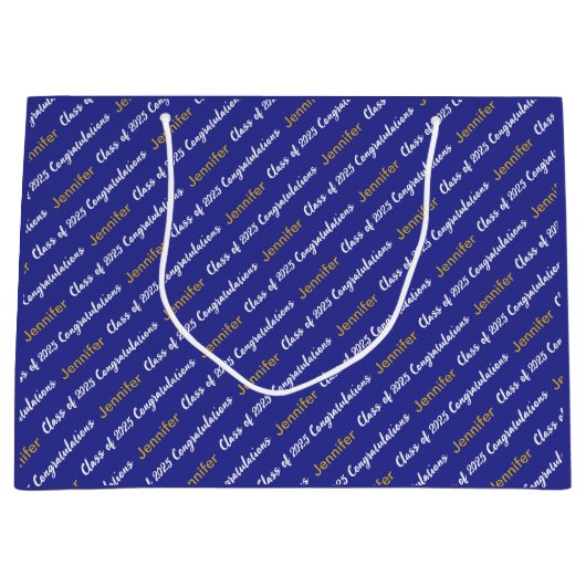 Gefeliciteerd Deep Blue White Gold Class van 2025 Groot Cadeauzakje (Voorkant)