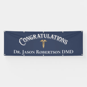 Gefeliciteerd Dentist Dental Modern Blue Afstudeer Spandoek