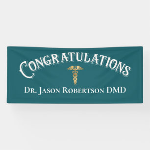 Gefeliciteerd Dentist Dental Modern Blue Afstudeer Spandoek