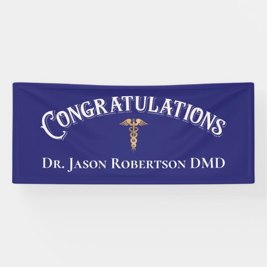 Gefeliciteerd Dentist Dental Modern Blue Banner (Horizontaal)