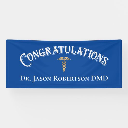 Gefeliciteerd Dentist Dental Modern Blue Spandoek (Horizontaal)