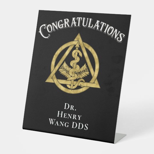 Gefeliciteerd Doctor DMD DDS Dentist Reclamebord Met Voetstuk (Voorkant)