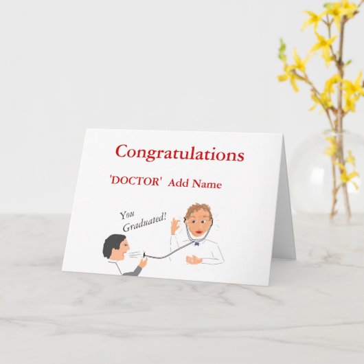 Gefeliciteerd Dokter 'Naam toevoegen' u bent afges Kaart (Gele Bloem)