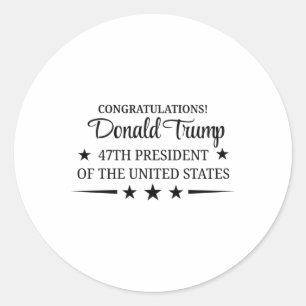 Gefeliciteerd Donald Trump zwart en wit 47e Ronde Sticker