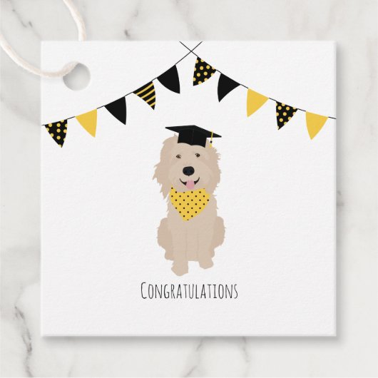 Gefeliciteerd Doodle Dog Graduation Cap Bedankjes Labels (Voorkant)