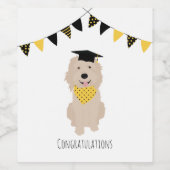 Gefeliciteerd Doodle Dog Graduation Cap Wijn Etiket (Enkel label)