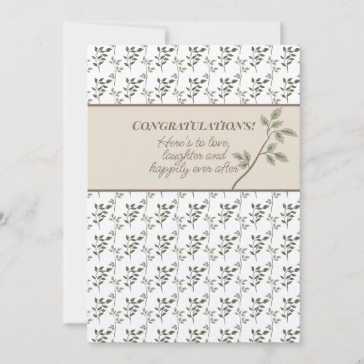 Gefeliciteerd Douche of bruiloft Olijfgroen Notitiekaartje (Voorkant)