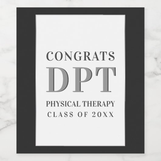 Gefeliciteerd DPT Physical Therapy Klasse van 20XX Wijn Etiket (Enkel label)