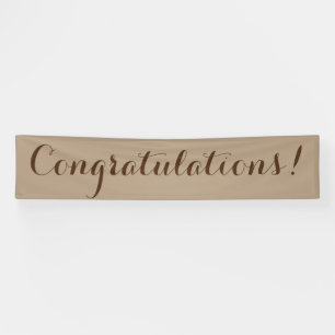 Gefeliciteerd, eenvoudig bruin beige bannerteken spandoek