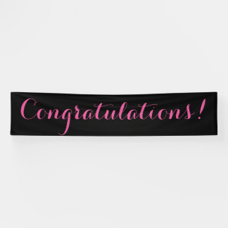 Gefeliciteerd eenvoudig zwart roze banner teken
