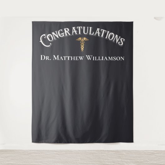 Gefeliciteerd Elegante Dokter Medische Afstuderen Wandkleed (Voorkant)