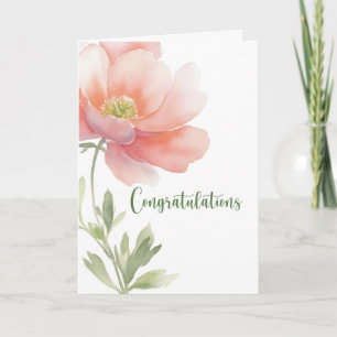 Gefeliciteerd Elegante Grote Aquarel Bloem Kaart