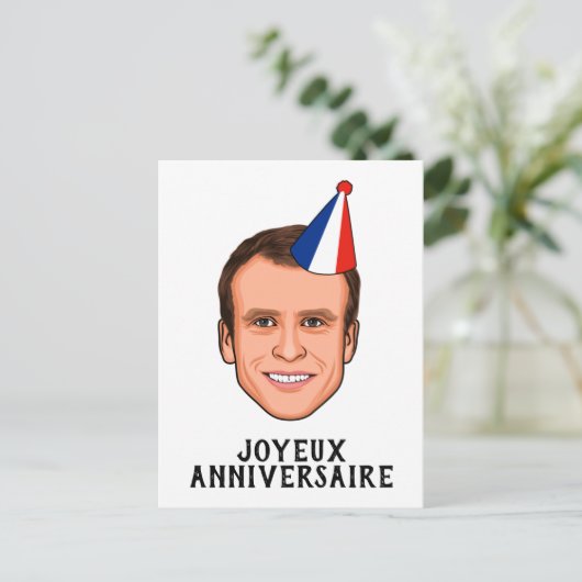 Gefeliciteerd Emmanuel Macron Verjaardag Briefkaart (Staand voorkant)